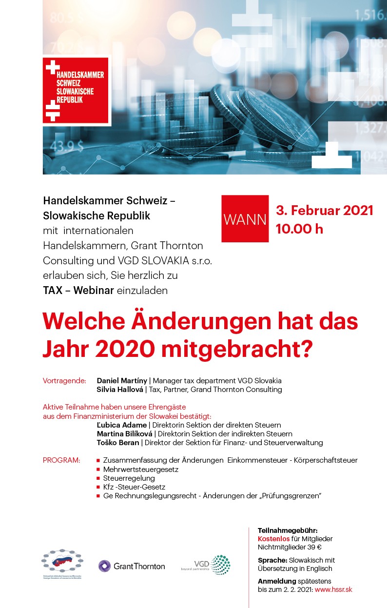 Einladung - Tax webinar: Welche Änderungen hat das Jahr 2020 mitgebracht?