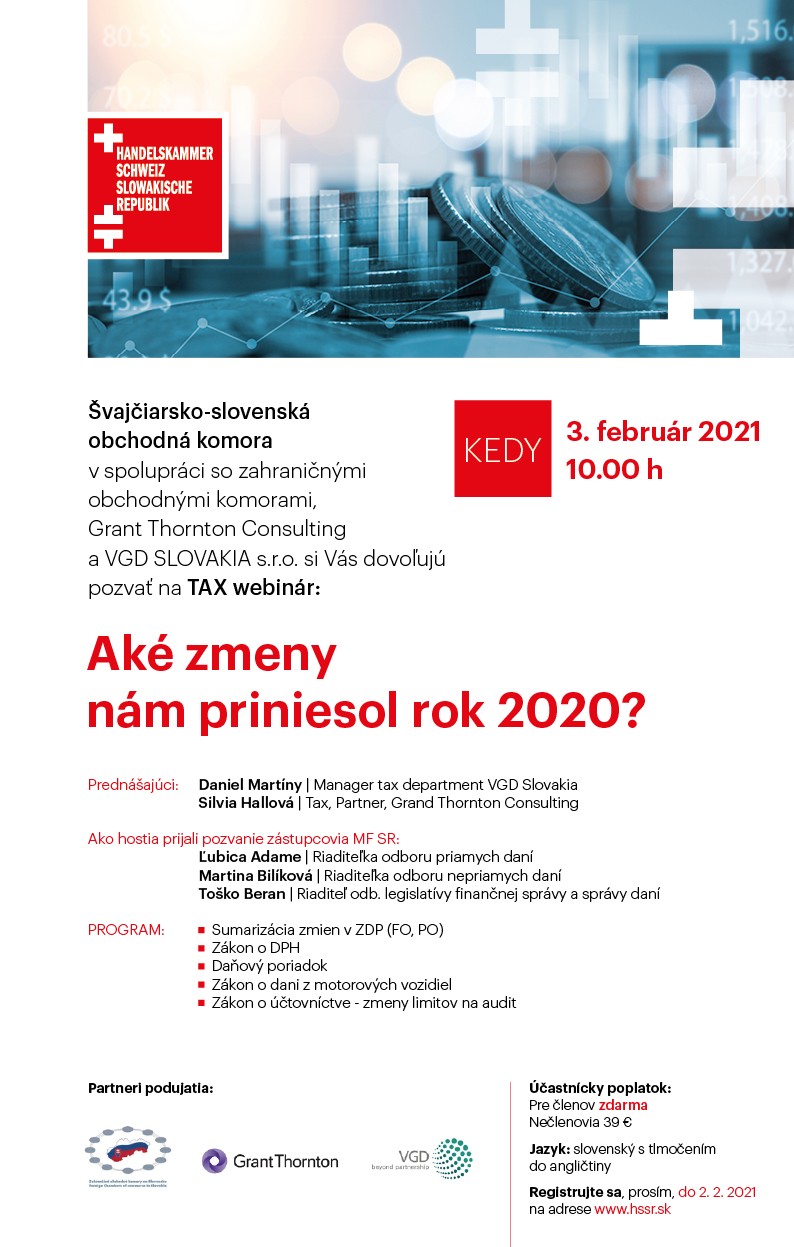 Pozvánka na Tax webinár: Aké zmeny nám priniesol rok 2020