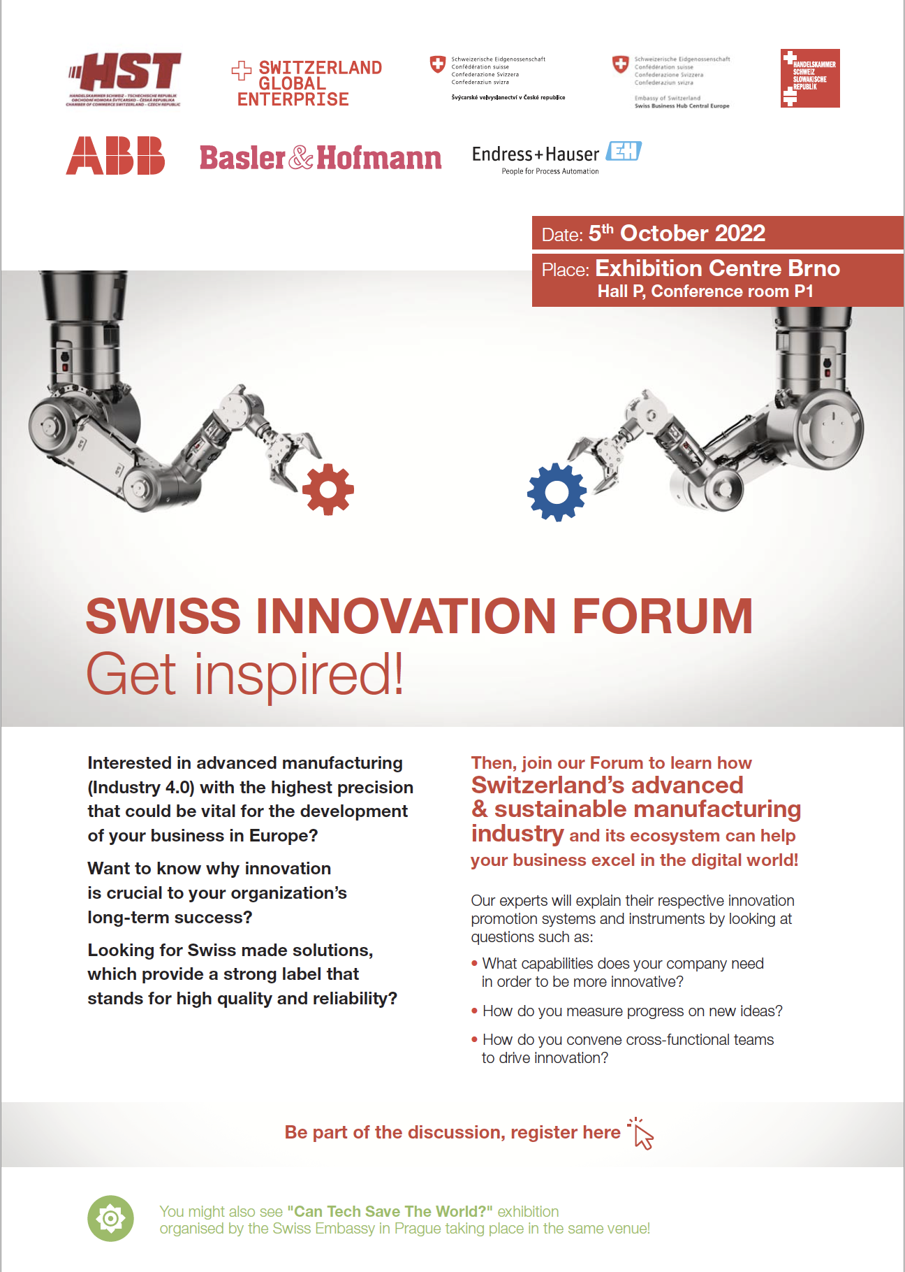 Business Innovation Forum v Brne - spoločná iniciatíva HST, HSSR a Swiss Business Hub CEE